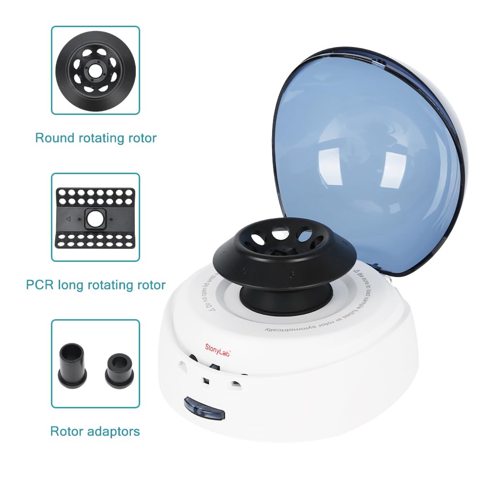 stonylab Mini Centrifuge, 7000rpm Portable Micro Centrifuge for 8x2 ml Tubes and PCR Strips, Laboratory Machine with Low Noise Under 45dB, Auto Stop When Opened, 110-240V