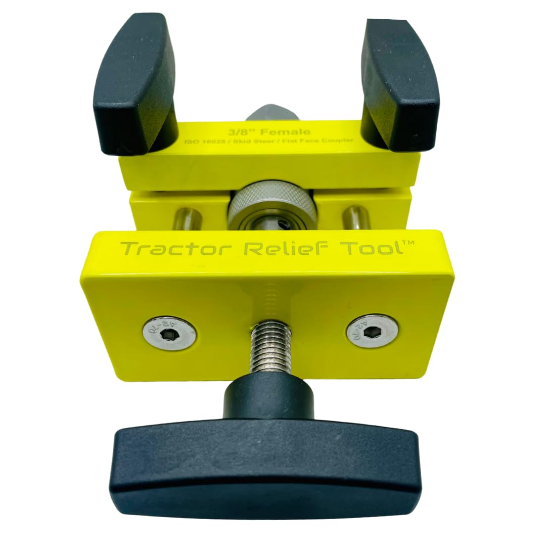 3/8" ISO 16028 Flat Face Skid Steer Female Hydraulic Quick Coupler Pressure Decompression Relief Release Tool by Tractor Relief Tool™