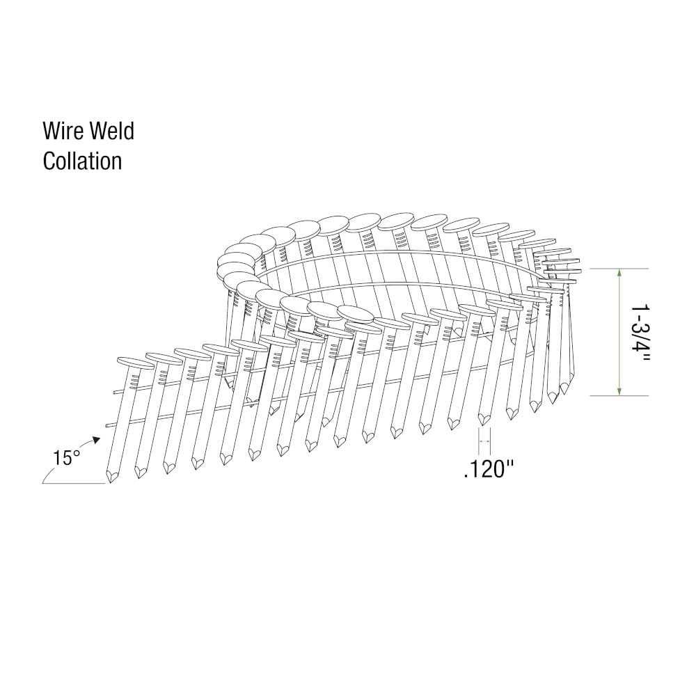 Grip-Rite 15 Degree Galvanized Roofing Nails - Secure Shingles to Wood Substrates - 1-3/4" - 7200 Count - GRCR5DGAL