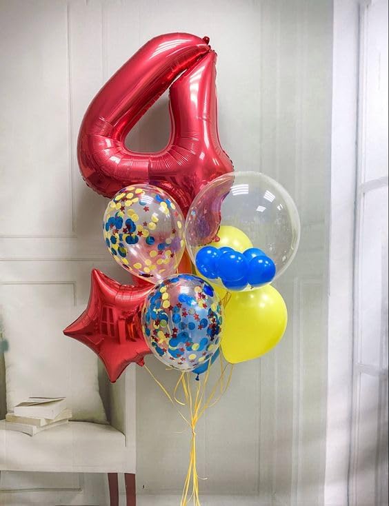 Red Number 4 Balloon - 40 Inch Giant Foil Balloon for 4th Birthday Party Decorations