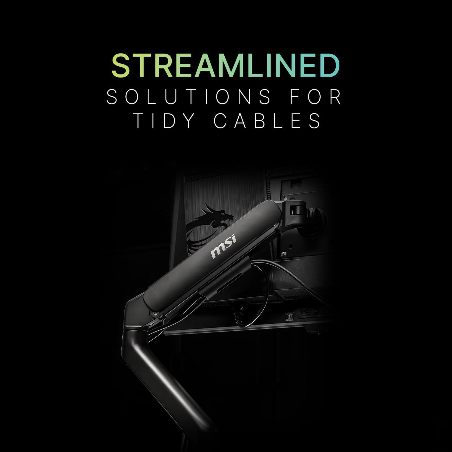 msi MT101G 17-32" 22 lbs, Grommet, MAG - Gas Spring Single Monitor Stand Arm, Supports and VESA Compatible, Adjustable