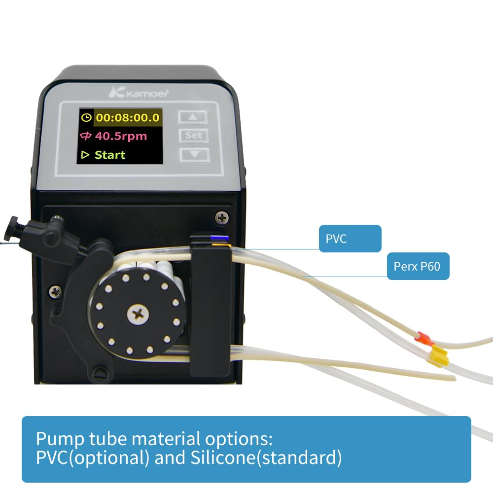 Kamoer M0-KMC Dual Channel 0-10.3ml/min (One Channel) Low Flow Adjustable High Precision 24V Closed Loop Stepper Motor Peristaltic Pump Liquid Dosing Pump for Laboratory with RS485 Control