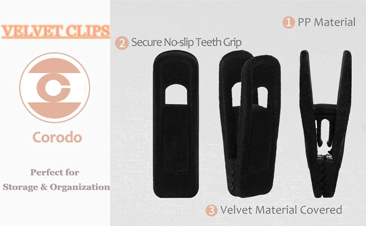 Skiennix Velvet Hanger Clips - 20 Pack Strong Clips for Skirts & Pants - Black Color