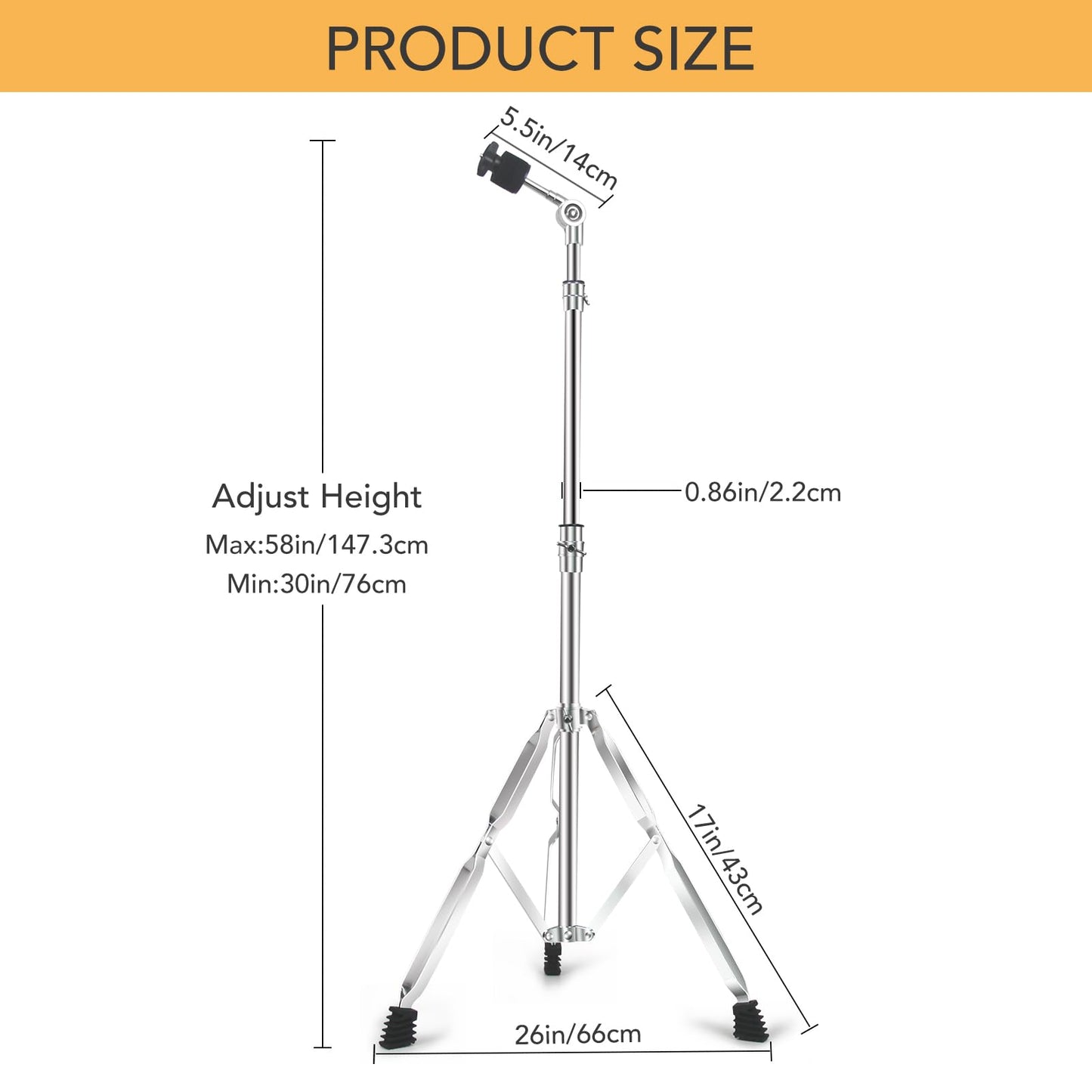 2 Pack Straight Cymbal Stand + 2 Pack Boom Cymbal Stand Combo Set, Adjustable Drum Hardware Percussion Mount Holder Gear Set for Mounting Crash, Ride, Splash Cymbal, Double Braced Legs (4 Pack)