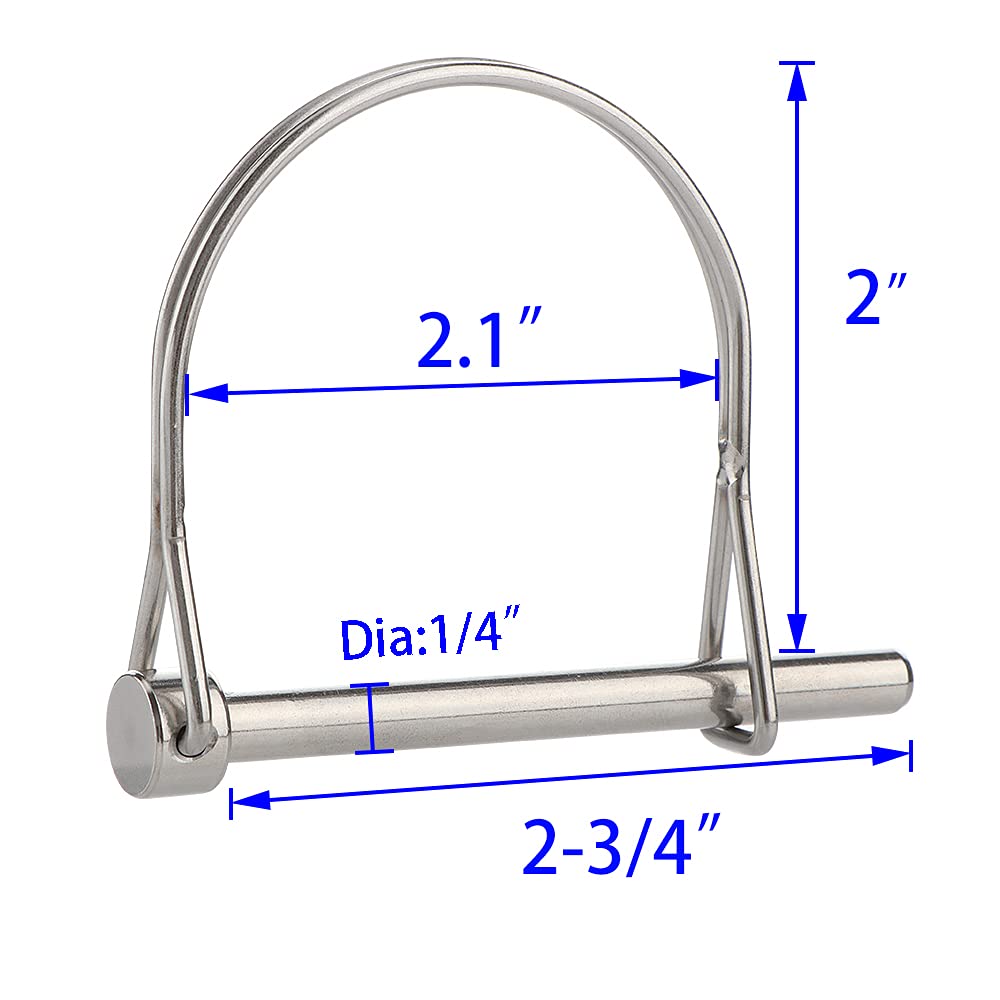 2 Pcs Extended Pto Pin, Safety Coupler Pin 1/4" x 2-3/4"(6.3mm x 70mm), Full Marine Grade 316 Stainless Steel Heavy Duty Shaft Locking Pin