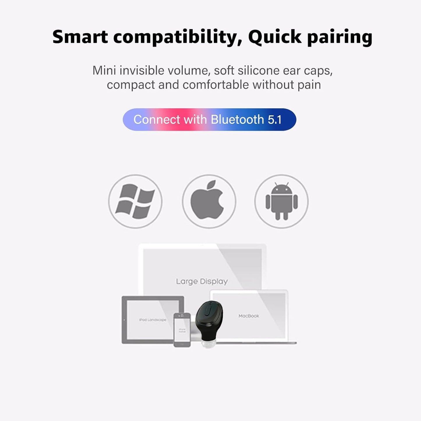 12 Single Bluetooth Wireless Earbud, Mini Invisible in-Ear Wireless Bluetooth Headphone Hours Super Long Battery Life
