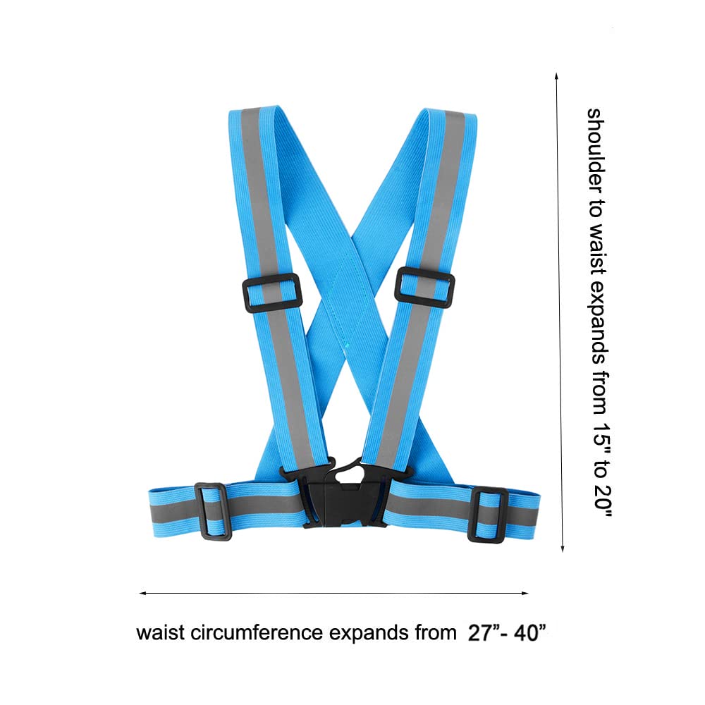 Famnosta Running Reflective Vest Gear 3 Pack Adjustable Safety Vest for Women Men High Visible Reflective Straps Vest for Running Cycling Motorcycling (Green,Blue,Pink)