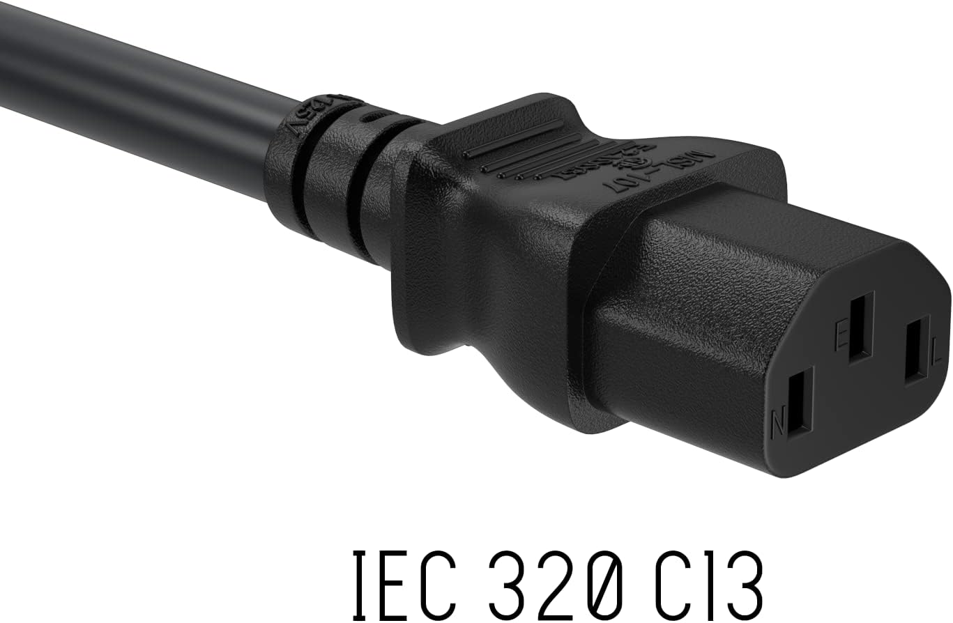 Cable Leader 2ft 18 IEC320 C13 5-15P, AWG Universal Power Cord to NEMA Extension Power Cord, Compatible with Computers