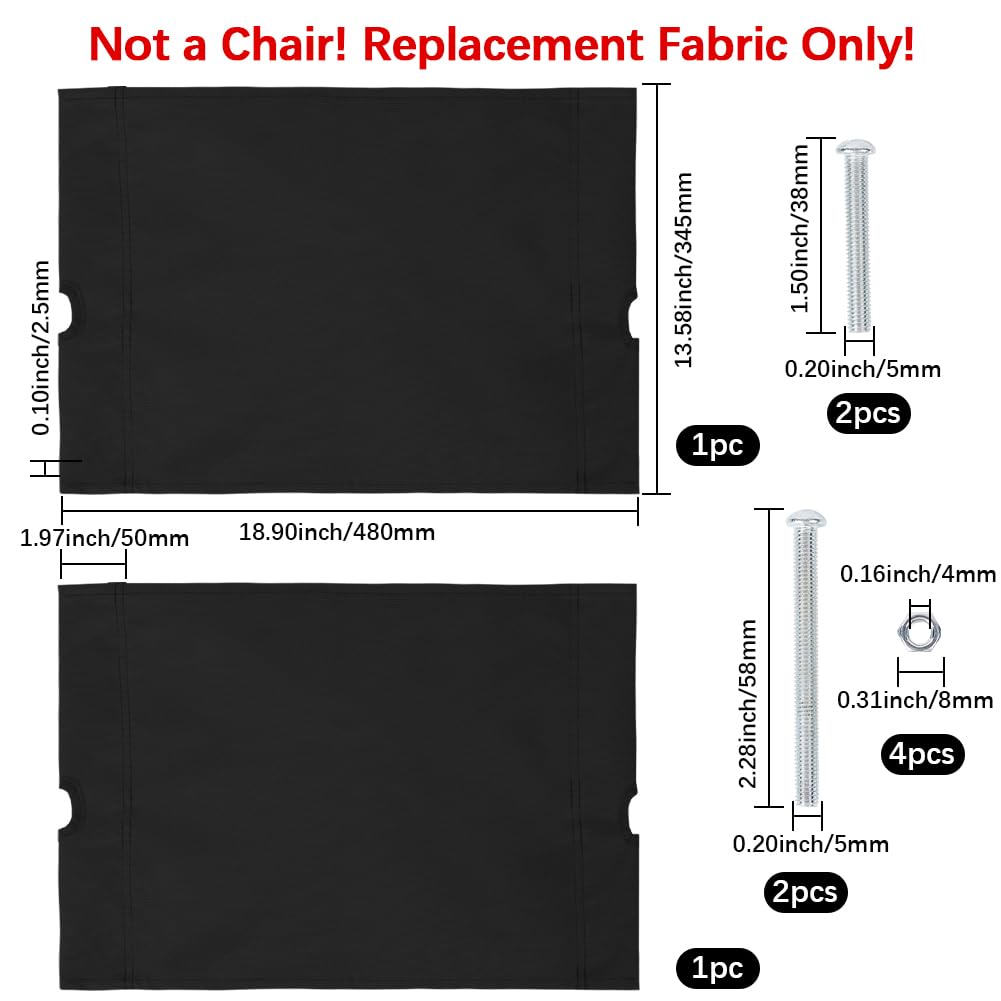 GORGECRAFT 18.9x13.8 Inch Camp Chair Replacement Fabric Portable Outdoor Folding Chair Seat Replacements Black Waterproof Oxford Cloth High Back Camping Chair Cover for Hiking Backpacking Sport