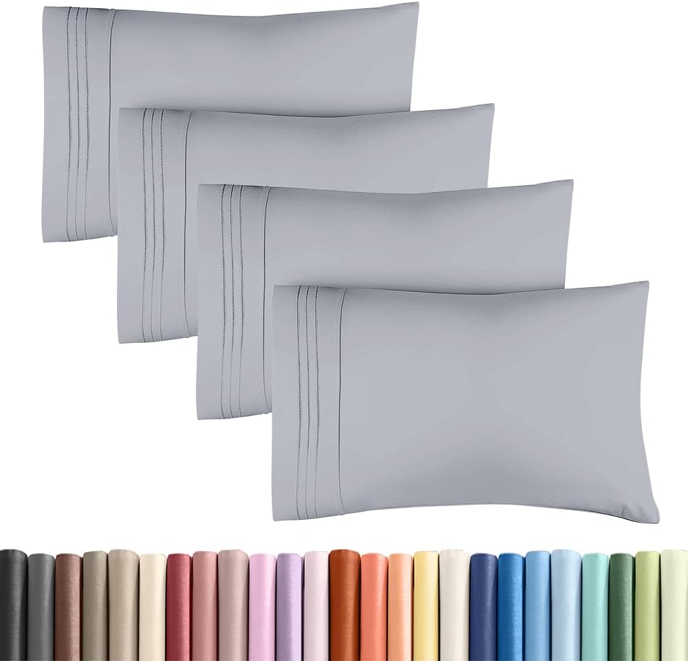 Skiennix Standard Pillow Cases Set of 4 - Ultra Soft Hotel Quality Covers - Machine Washable Steel Blue