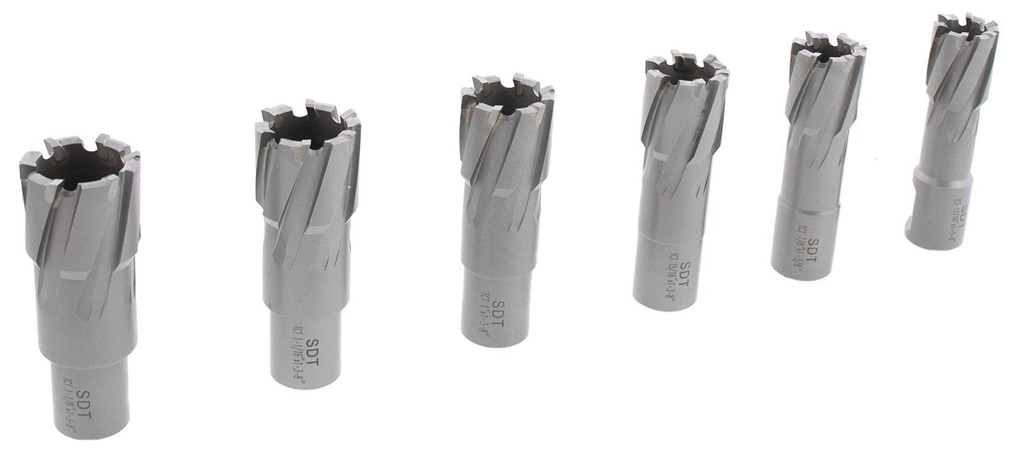 Steel Dragon Tools 13pc. Tungsten Carbide Tipped Annular Cutter Kit 1-3/8" Depth and 1/2 in. to 1-1/16 in.