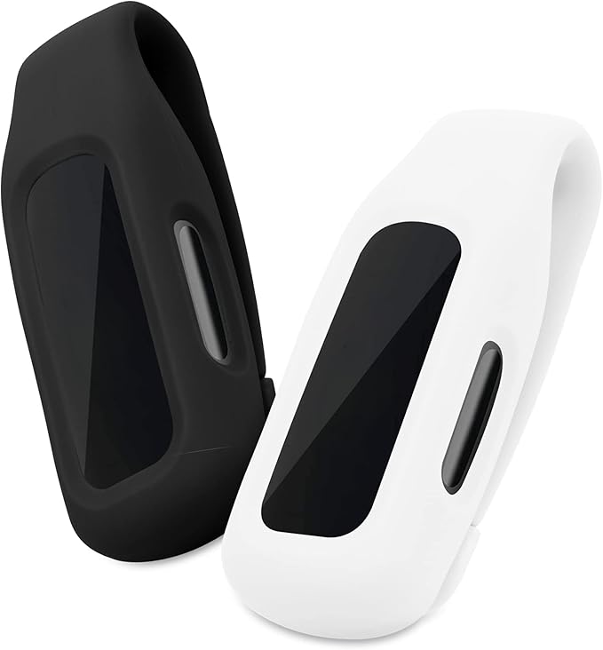 kwmobile 2X Clip Holders Compatible with Fitbit Inspire 3 / Inspire 2 / Ace 3 - Clip-On Holder Replacement Set - Black/Dark Blue