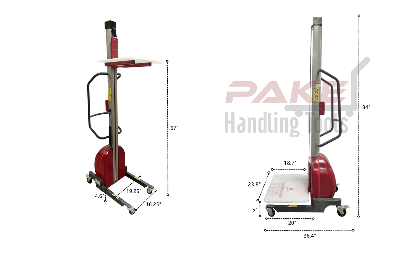 Electric Lift Work Positioner Truck, 330 lbs Capacity, 59" or 67" Lift Height, Belt Pulling System, Steel, Lightweight, Quiet and Easily Maneuverable (330lb 67" Raised Platform Height)