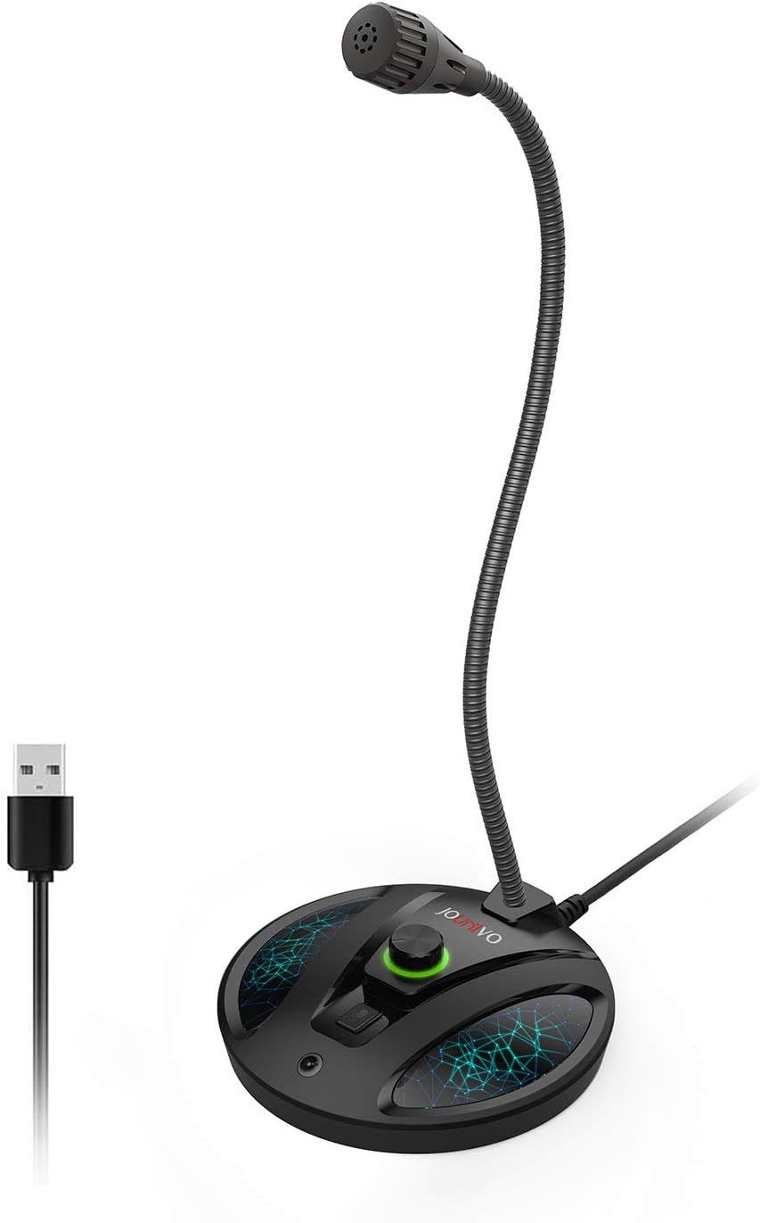 JOUNIVO PS4 (JV603PRO) USB Recording Microphone, Computer PC Podcast Condenser Cardioid Mic with Mute Button & LED