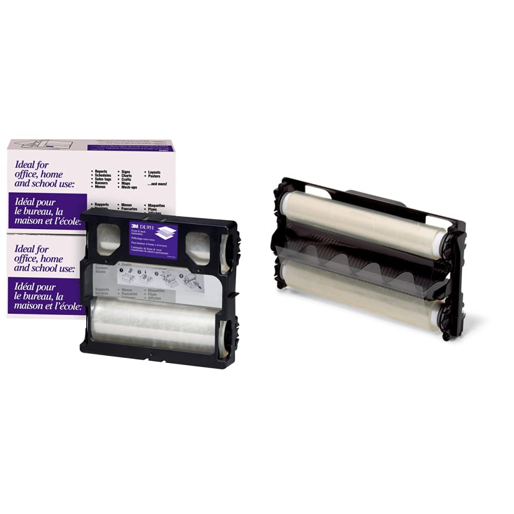 Scotch Brand 3M Dual Laminate Refill-Cartridge DL951, 8.5 Inches x 100 Feet (DL951), Clear & Front and Back Lamination Refill Cartridge, Heat-Free, Can Accommodate Items up to 12" Wide (DL961)