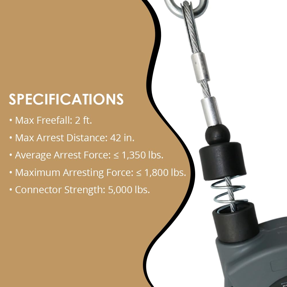 AFP Demon 11 FT Single Leg Self-Retracting Lifeline Cable Retractable | Steel Locking Pelican Rebar Hook | Safety Yoyo Fall Protection Arrest Limiter | Construction Industrial | OSHA & ANSI Rated SRL