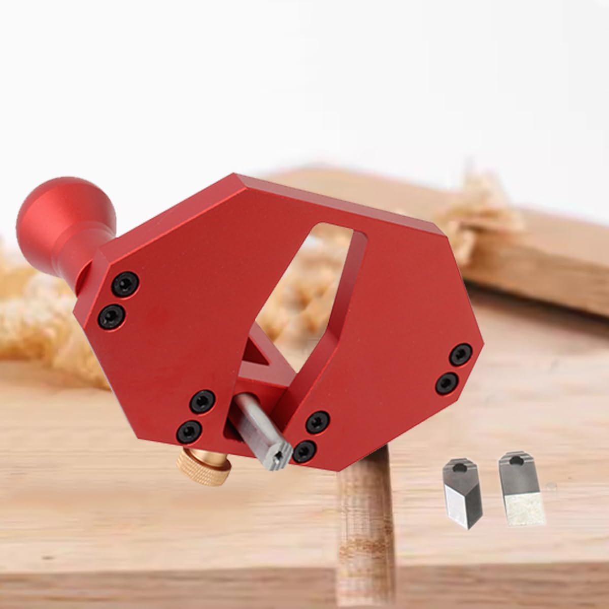 JCFANTS Router Plane Hand Wood Planer, Handheld Woodworking Tool, Woodworking Carpenter Tools Adjustable Woodcraft Trimming Knife Depth Stop Planer Wood Chamfering Slottinge (Red)