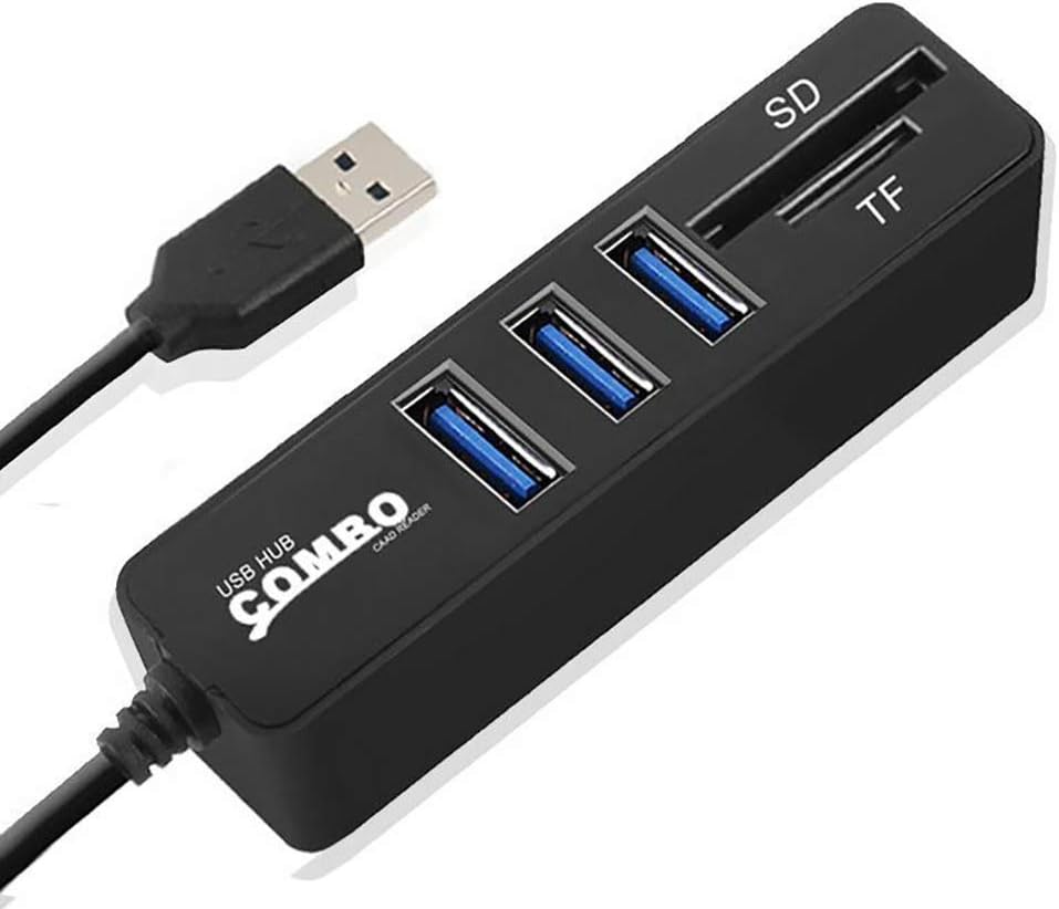 AkoMatial 3 2.0 Portable High Speed Multifunction Ports USB SD/TF Card Reader Hub Adapter Splitter Combo for Computer