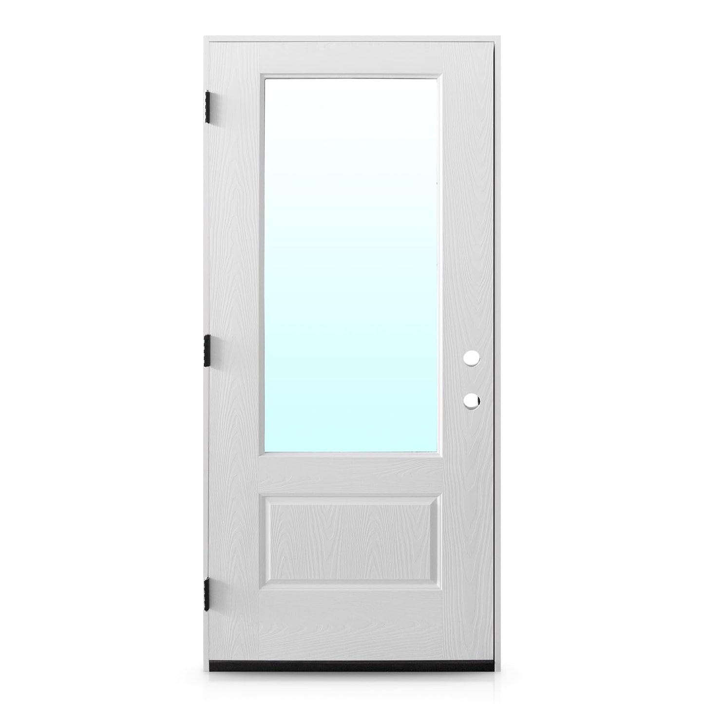 3/4 Lite 36" x 80" Fiberglass Front Door with Tempered Low‑E Glass, Pre‑Assembled Prehung Entry Door Glass Inserts and Frames, Dual‑Color Black/White Finish, Right Hand Inswing