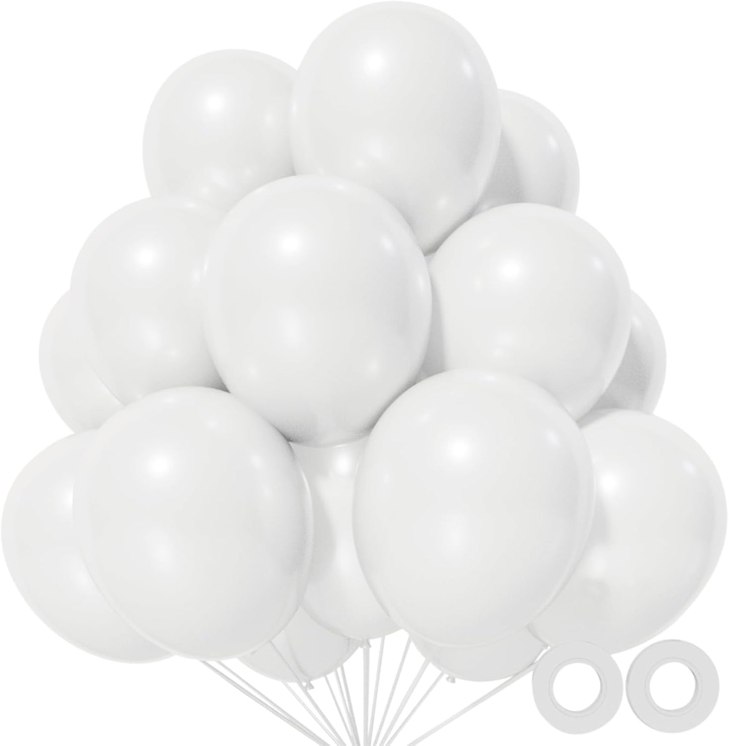 White Latex Balloons by [Brand Name] - 110pcs 12-Inch for Wedding, Engagement & Bridal Shower Decor
