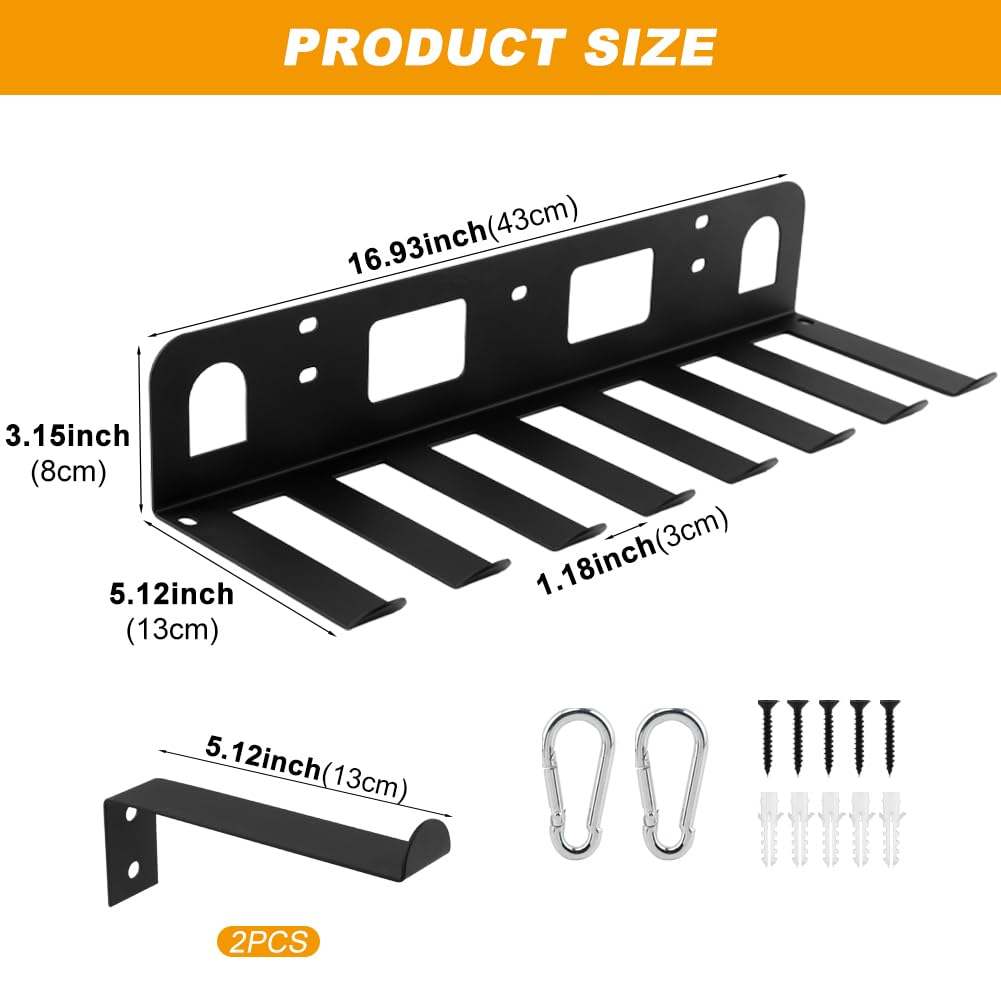 Wall Mounted Gym Equipment Storage for Resistance Bands, Yoga Mats, Jump Ropes & Weight Belts - Multi-Purpose Gym Equipment Storage Rack, Space-Saving Fitness Equipment Organizer