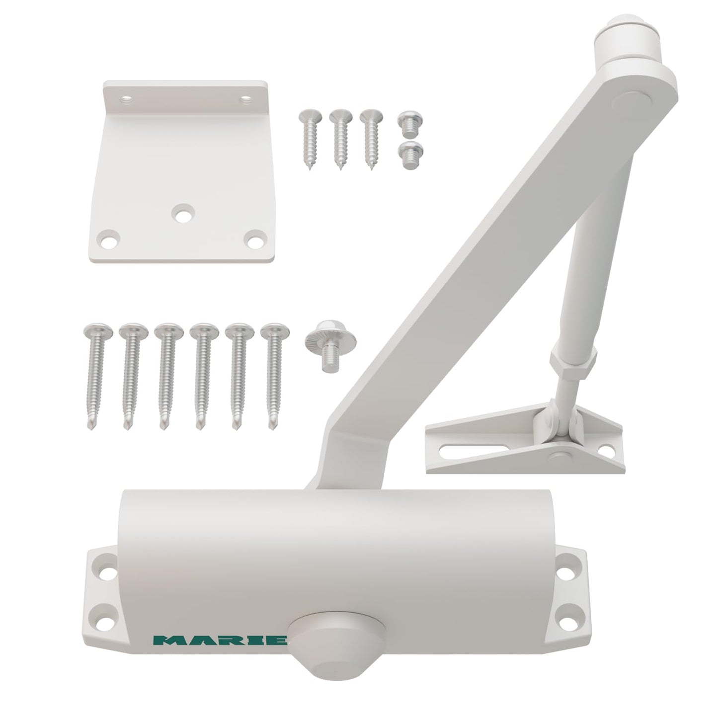 Marie Door Closer for Residential and Commercial Doors,Size 3 Adjustable Automatic Door Closer for Home Use (White)