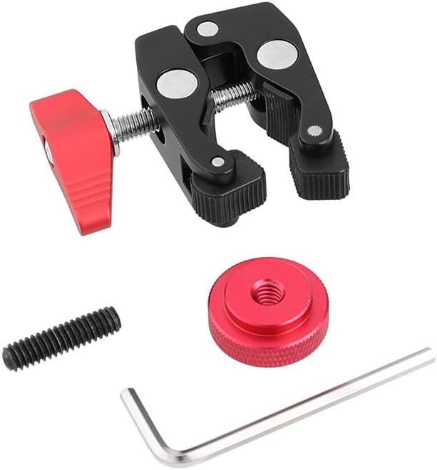 1/4" Crab Clamp Holder with Screw Adapter for Studio Flash Light Camera Tripod (Red)