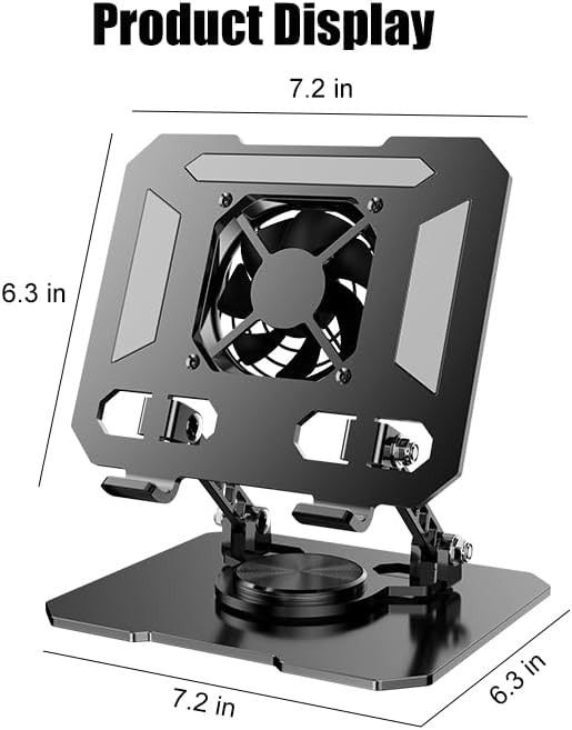 Mikirini 360 13 12 11 5 4 3 Rotating Tablet Desk Stand Holder with USB CoolerCarbon Steel Frame Dual Rod Mount Support