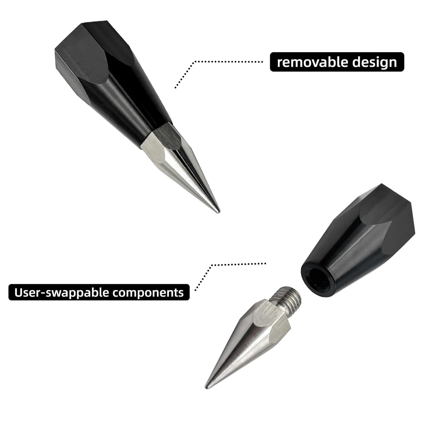 3 PCS Replaceable Steel Tip for GPS Prism Pole Thread Sharp Point 5/8" x 11 TPI for Surveying Rod Prism Easy Installation
