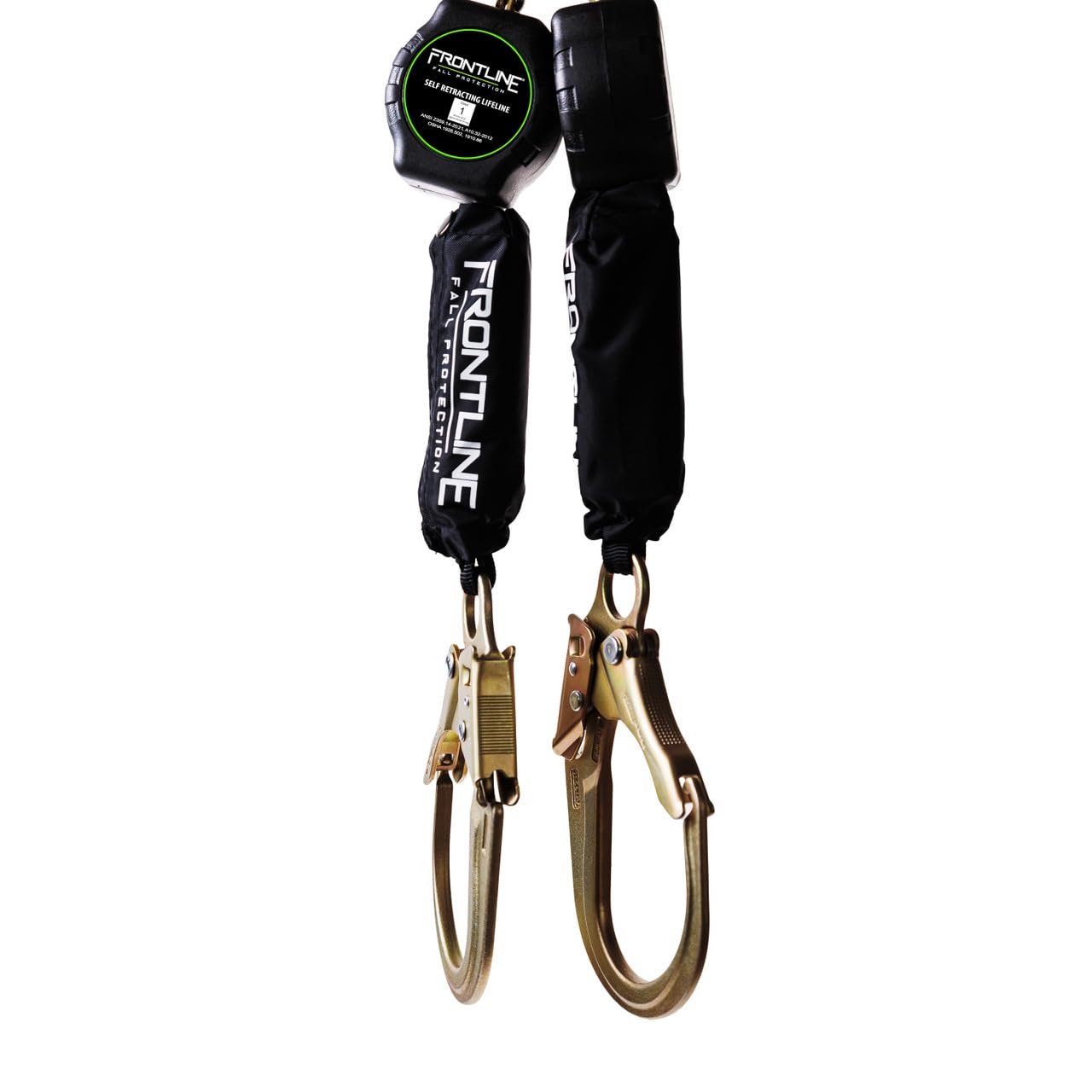 Frontline RPA062R 6' Aramid Web Twin Leg SRL with Steel Rebar Hooks | 310 lbs Capacity | Lightweight & Durable | Aramid Fiber Webbing Retractable | ANSI & OSHA Compliant | ISO Lab Tested