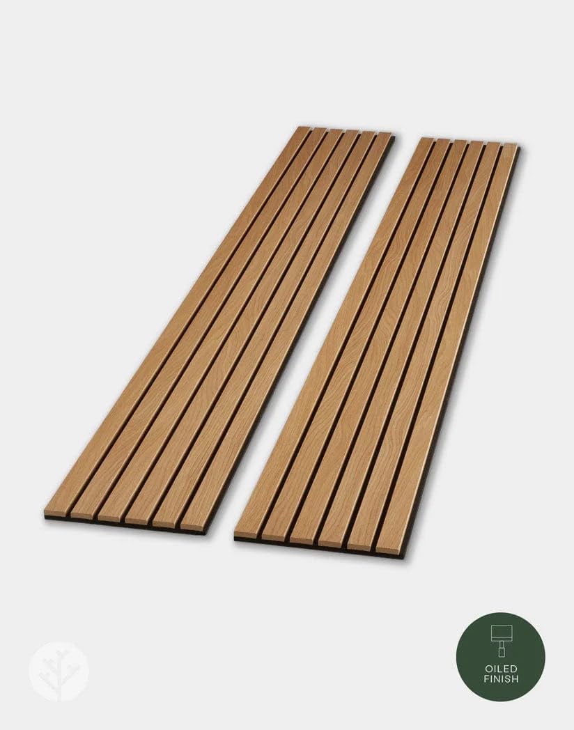 WVH Luxe American Oak Acoustic Slat Wood Wall Panels, Measures 94.49" x 23.62", Premium Finish, Interior Decor for Walls & Ceilings, Noise Cancelling & Sound Absorbing for Home, Office & Bedroom, 2pcs