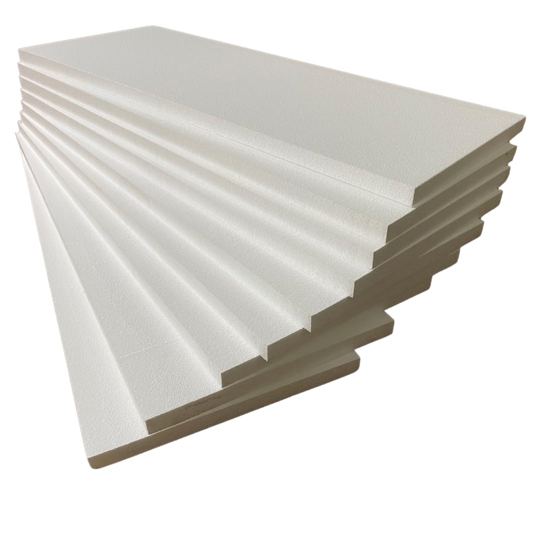 Generic Garage Door Insulation Kit, White EPS Foam Panels, 8 Pack, 1.25x20x54 Inches, R-Value 4.0, Temperature Control, Noise Reduction, DIY Installation, One Car Garage (Low Density Non-Laminated)