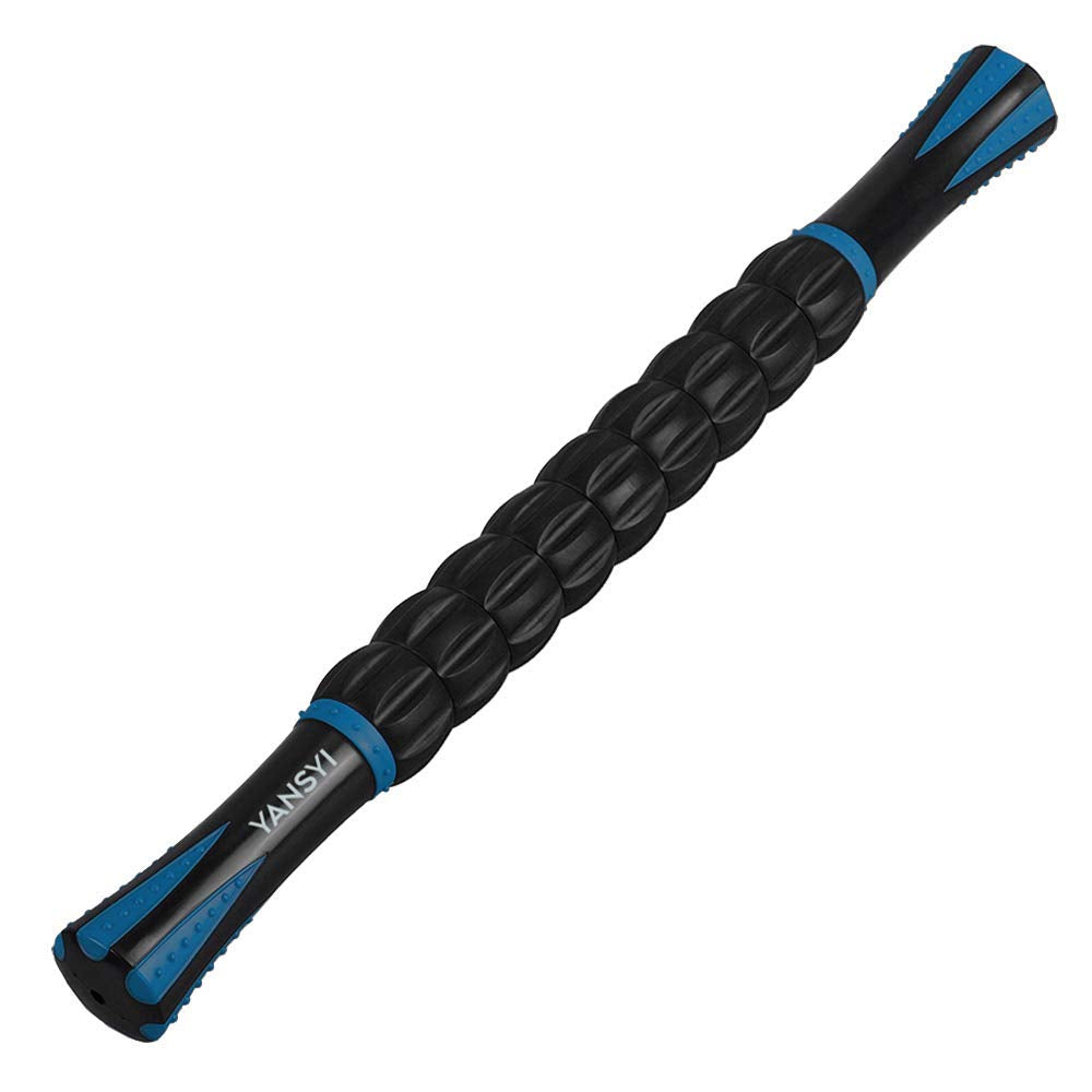 YANSYI Professional 9-Roller Deep Tissue Massage Stick - Portable Muscle Recovery Roller for Athletes, Relieves Post-Workout Soreness & Leg/Back Pain - Portable Physio Tool (Blue 1)