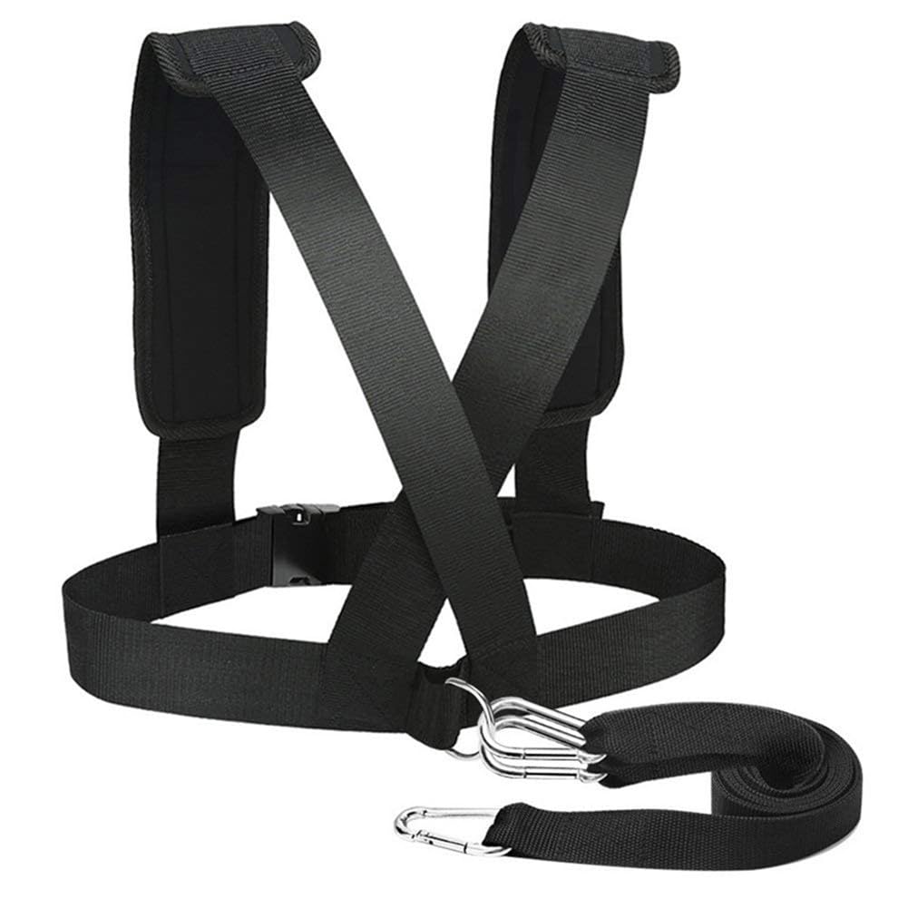 Jurtmy Sled Harness for Exercise, Adjustable Nylon Running Resistance Training Vest with Shoulder Pads for Football Basketball Strength Building, Black