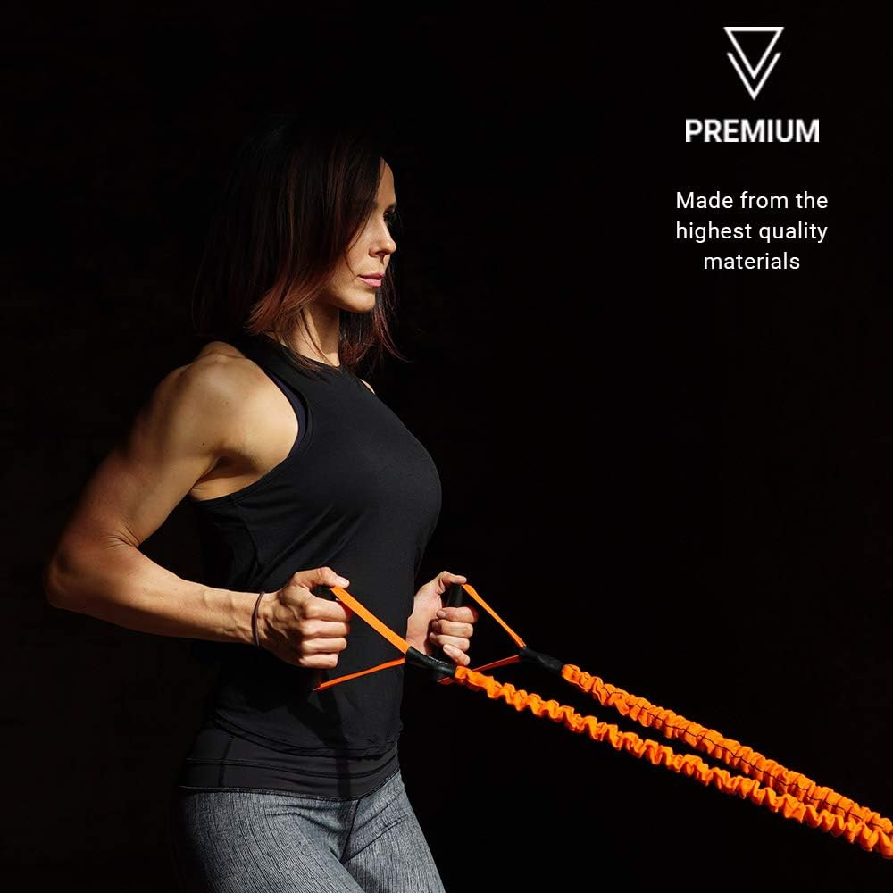 Stroops Slastix Toner Resistance Bands with Handles | Safe Sleeve Exercise Bands for Strength Training, Full Body Workouts, and Home Gym Fitness | Black - 15lbs Light Resistance
