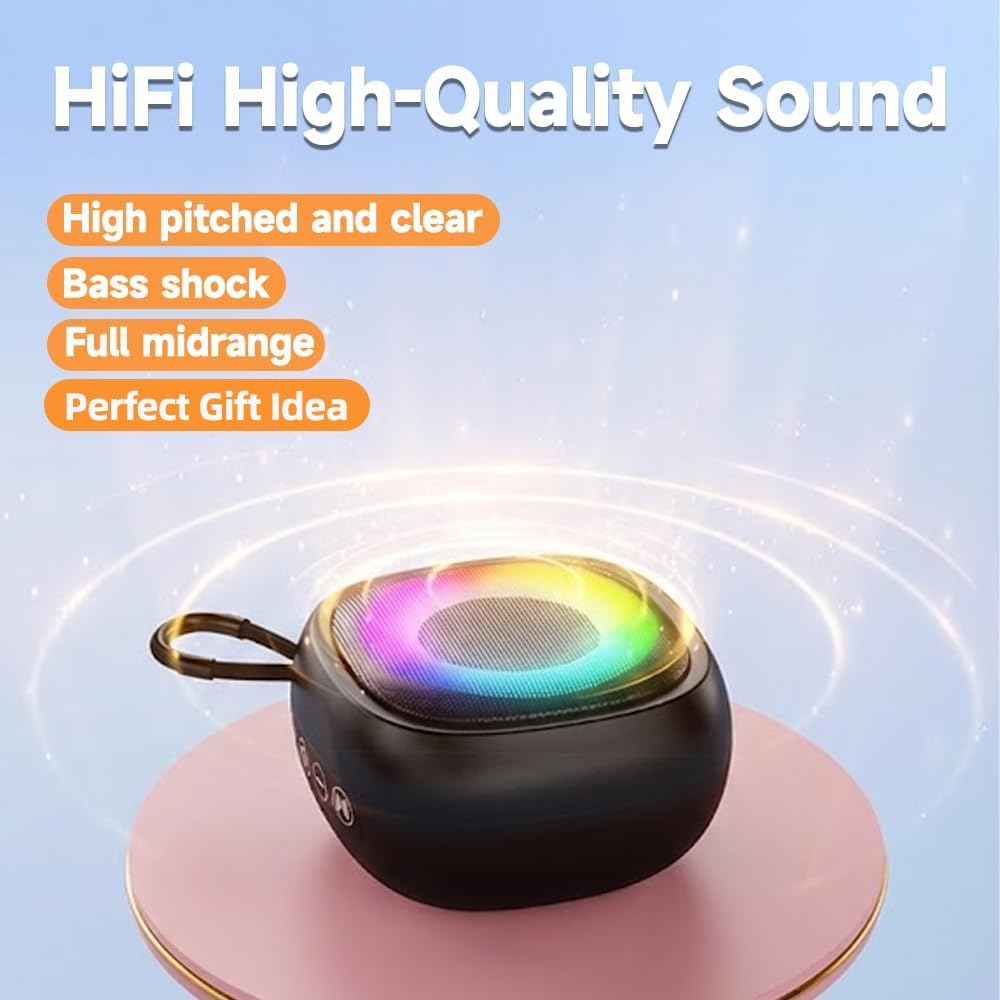 Treayes 5.4 Mini Bluetooth Speaker with RGB Lights, Portable Small Wireless Speaker with Deep Bass, Bluetooth Compact