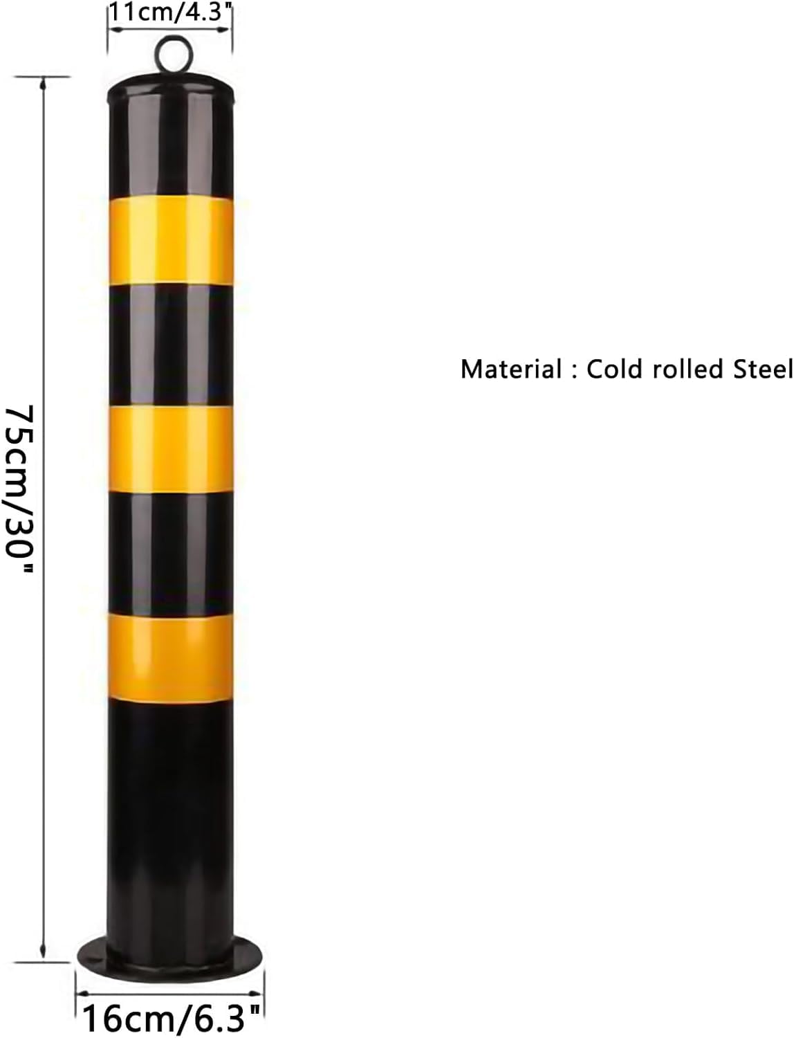 Llpsmeng Driveway Barrier Traffic Barricade Steel Security Post Bollard with Reflective Tape, Parking Barrier, Dia 11cm Traffic Cones for Industrial Commercial Private Use(75cm/30in)