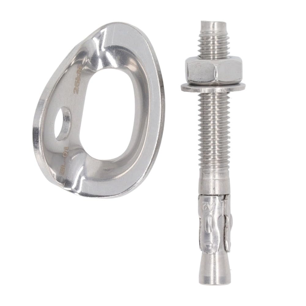3Pairs Stainless Steel Climbing Bolt Hanger Set 25KN Climbing Bolts Hanger with Expansion Screws Climb Fastening Safe Fixed Point for Mountaineering