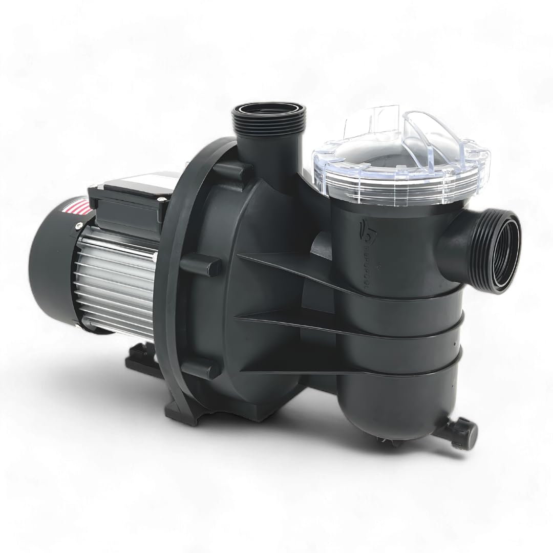 FibroPool 1HP Above Ground Pool Pump – 4500 GPH High Efficiency Motor, Clear Lid Strainer, 120V Pool Pump with Hose Adapters for Easy Installation, Heavy Duty ABG100