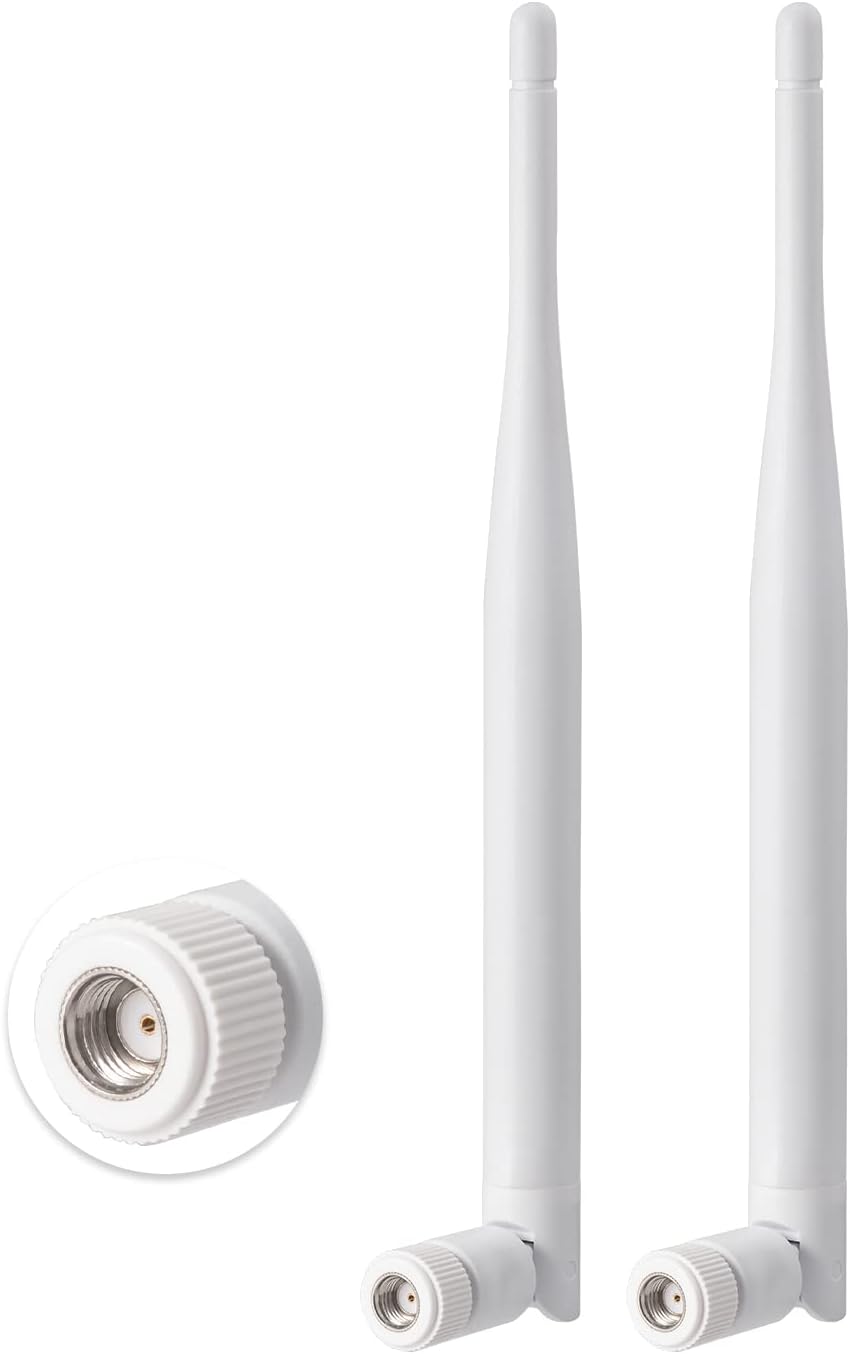 Eightwood 2.4GHz 5GHz 6dBi 2-Pack WiFi Antenna for Security Camera Surveillance DVR Recorder WiFi Router, RP-SMA