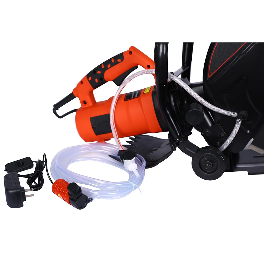 14 Inch Electric Cutter Portable Circular Concrete Saw Blade Cut Off Saw Power Angle Cutter Wet/Dry Concrete Saw Cutter Guide Roller with Water Line Attachment For Granite Porcelain Wood Stone