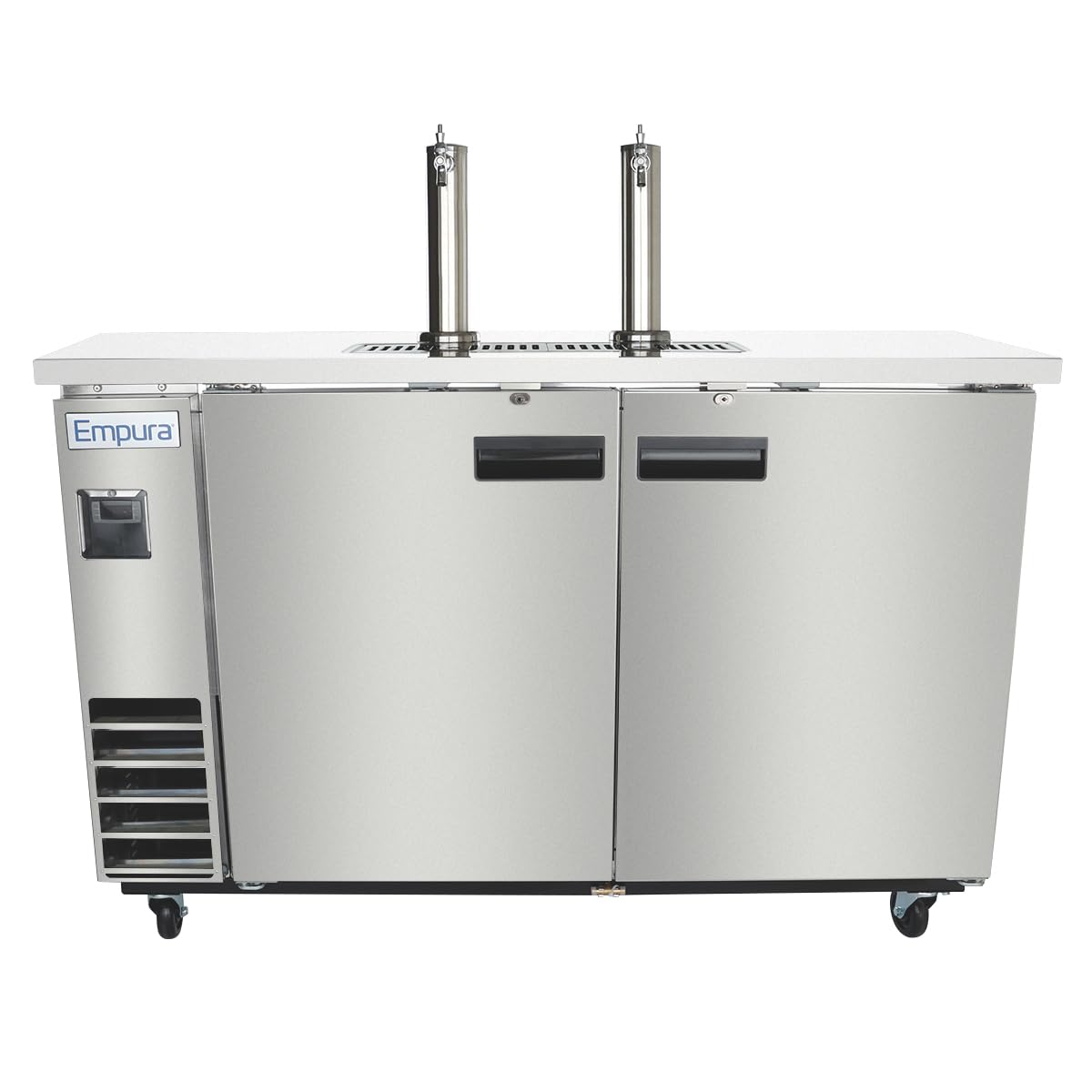 EMPURA 61" Single Tap Beer Dispenser | Commercial Direct Draw Draft Kegerator for Restaurant Bar | (2) 1/2 Keg Capacity | 61.1"W x 24.4"D x 41.9"H, Stainless Steel Faucet Countertop, Black, 115v, NSF