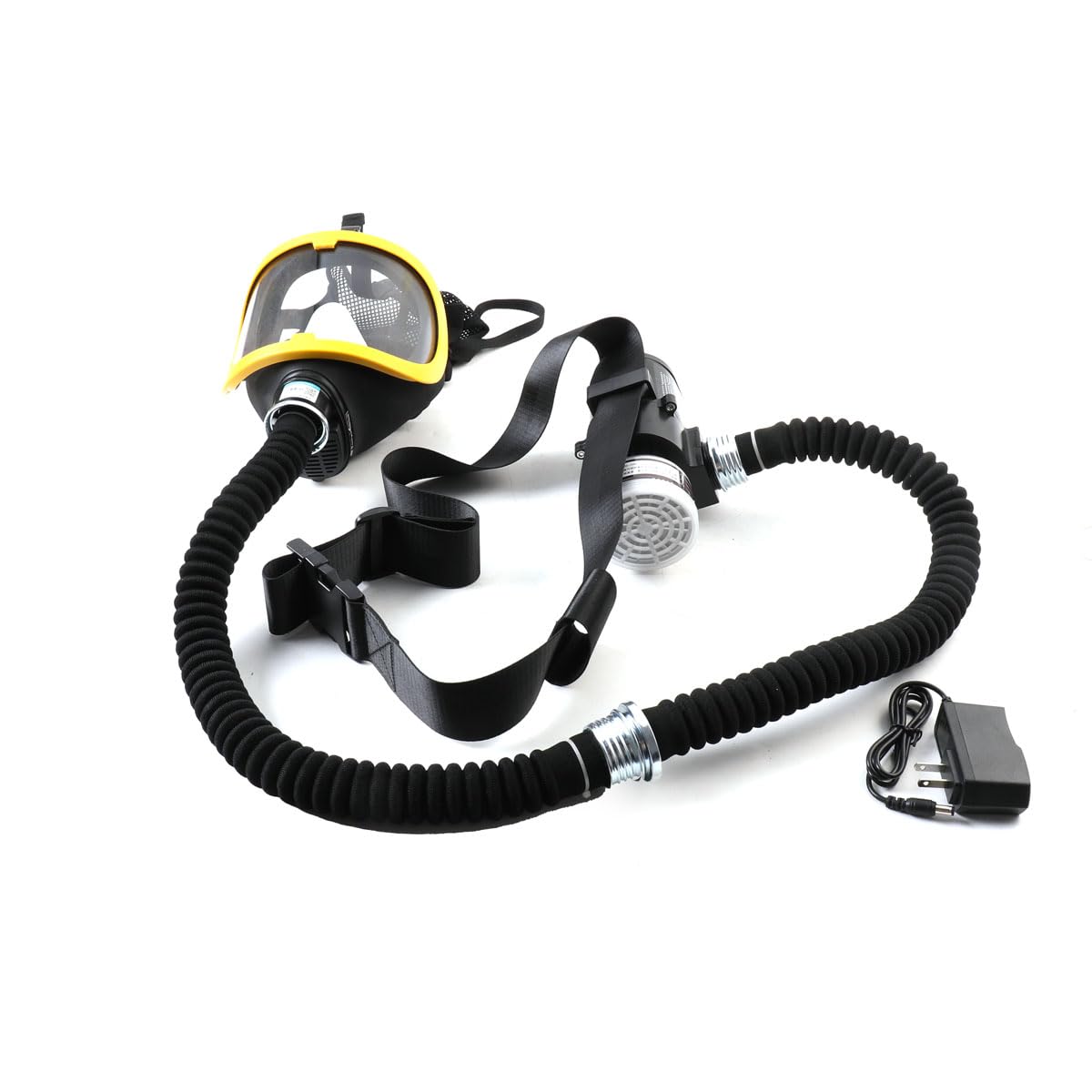 YILIKISS Full Face Respirator, Protective Mask with Air Pump for Gases Dust Chemicals Paint， Powered Respirator, 110ma-300ma 62 L/min 74 L/min Air Supply Flow