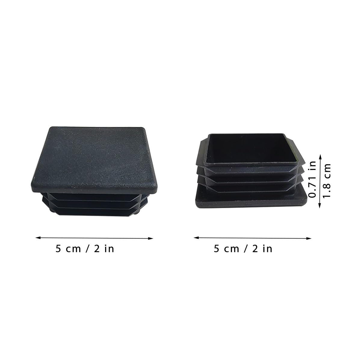 4 Pack 2'' Inch End Cap Square Tubing Black Plastic Plug,Tubing Post End Cap Suitable for Square TubeSquare Plastic Plug, Tubing Post End Cap