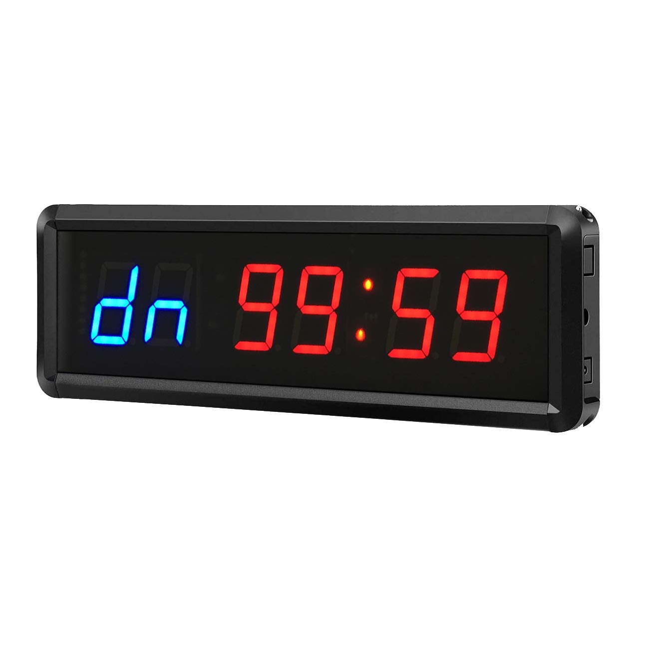 Ledbrigym Gym Timer Clock Digital Interval Tabata Workouts Fitness Wall Small with Remote Home Garage Office Jujitsu School Referee Studio Church Service (Two Blue+Four Red 1.5")