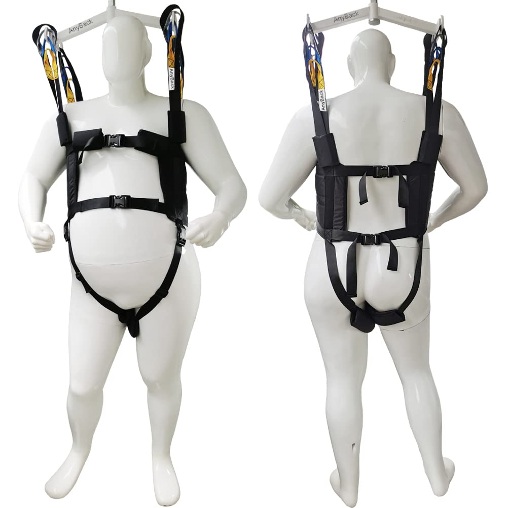 Patient Lift Sling Medical Aid Standing Transfer Belt Walking Strap Heavy Duty Carrier Fold Up Full Body Get Up Sit to Stand Assist for Elderly Senior AnyBack Black