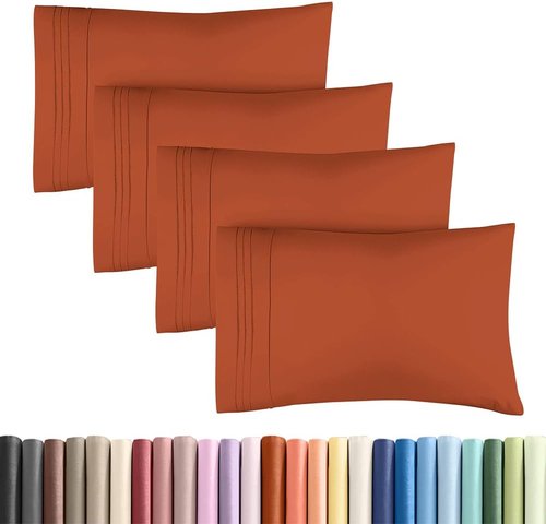King Standard Pillow Cases - Soft Hotel Quality Pillowcase Covers - Comfy & Machine Washable - 4 Piece Set in Terracotta