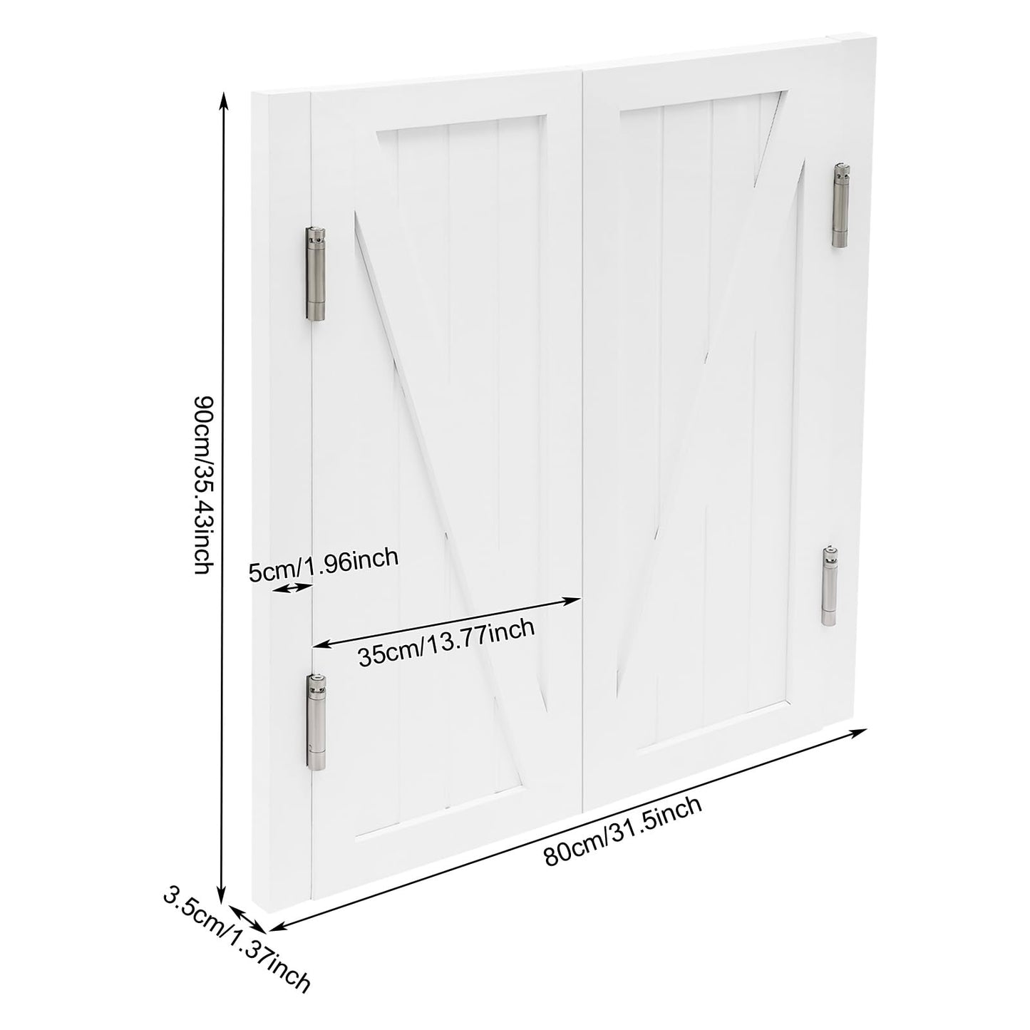 Swinging Doors, Interior Saloon Partition Doors with Stainless Steel Hinges, Wood Cafe Door, Auto Close Two-Way Open Half Door for Hallway Kitchen Bar Porch Pub Entrance (White, 31.5x35.43in)
