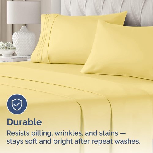 King Standard Pillow Cases by [Brand Name] - Ultra-Soft Hotel Quality - Wrinkle Resistant & Machine Washable - 2 Piece Set in Yellow