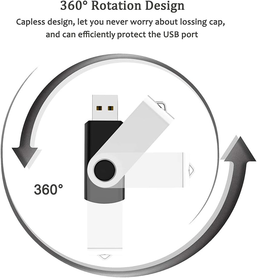 Maspen 2 Pack 64GB 2.0 USB Flash Drive USB Thumb Drives Jump Drive Fold Storage Memory Stick Swivel Design - Black
